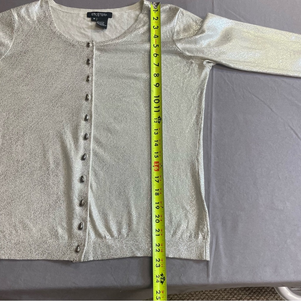 Etcetera Silver Crackle Lightweight Cardigan Swea… - image 6